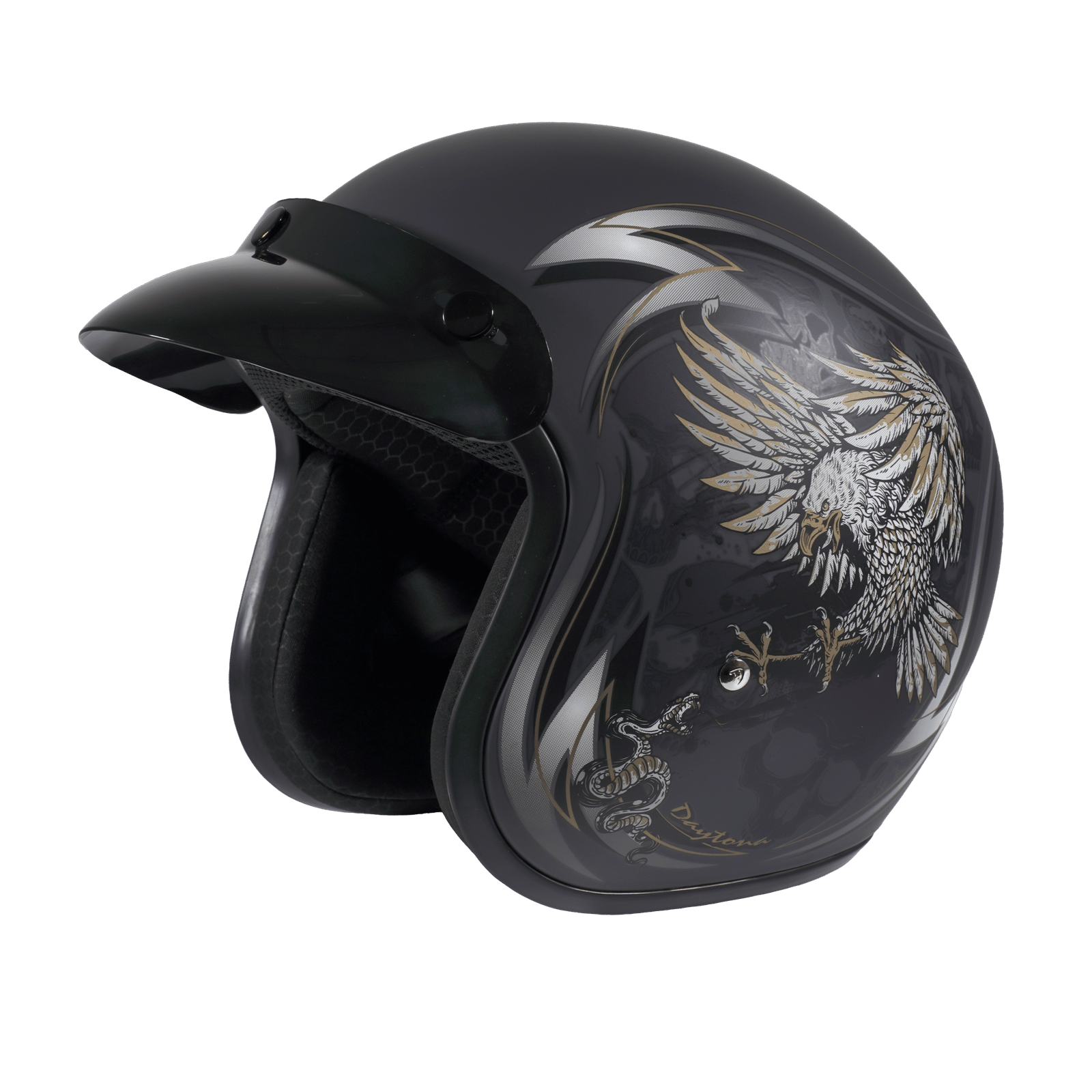 DOT Approved Daytona Cruiser Open Face Motorcycle Helmet - Men, Women & Youth - With Visor & Graphics - W/ Wild Soul