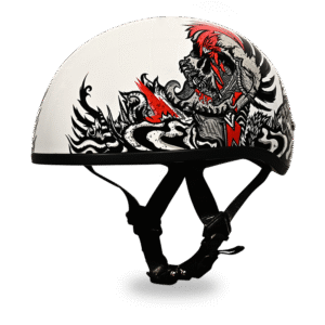 DOT Approved Daytona Motorcycle Half Face Helmet - Skull Cap Graphics for Men & Women, Scooters, ATVs, UTVs & Choppers - W/ Rockin' Reaper