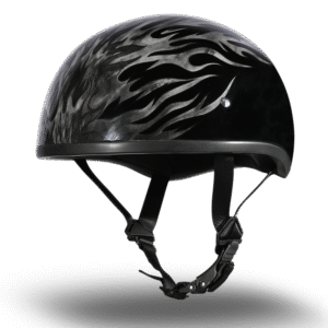 DOT Approved Daytona Motorcycle Half Face Helmet - Skull Cap Graphics for Men & Women, Scooters, ATVs, UTVs & Choppers - W/ Ignite Grey