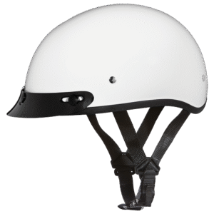 DOT Approved Daytona Skull Cap Half Shell Motorcycle Helmet - Beanie Style for Motorcycles, Cruisers, Scooters, and Mopeds - Hi-Gloss White