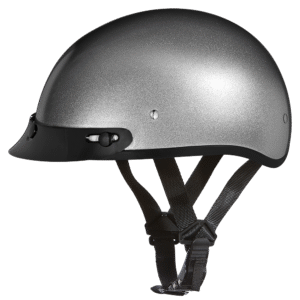 DOT Approved Daytona Skull Cap Half Shell Motorcycle Helmet - Beanie Style for Motorcycles, Cruisers, Scooters, and Mopeds - Silver Metallic