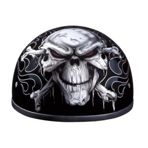 DOT Approved Daytona Motorcycle Half Face Helmet - Skull Cap Graphics for Men & Women, Scooters, ATVs, UTVs & Choppers - W/ Cross Bones