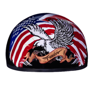 DOT Approved Daytona Motorcycle Half Face Helmet - Skull Cap Graphics for Men & Women, Scooters, ATVs, UTVs & Choppers - W/ Freedom 2.0