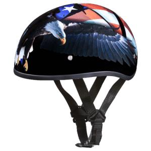 DOT Approved Daytona Motorcycle Half Face Helmet - Skull Cap Graphics for Men & Women, Scooters, ATVs, UTVs & Choppers - W/ Freedom