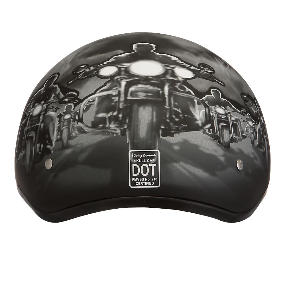 DOT Approved Daytona Motorcycle Half Face Helmet - Skull Cap Graphics for Men & Women, Scooters, ATVs, UTVs & Choppers - W/ Guns - Image 4