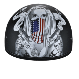 DOT Approved Daytona Motorcycle Half Face Helmet - Skull Cap Graphics for Men & Women, Scooters, ATVs, UTVs & Choppers - W/ Make 'Em Pay