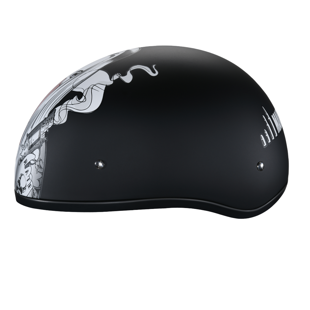 DOT Approved Daytona Motorcycle Half Face Helmet - Skull Cap Graphics for Men & Women, Scooters, ATVs, UTVs & Choppers - W/ Make 'Em Pay - Image 3