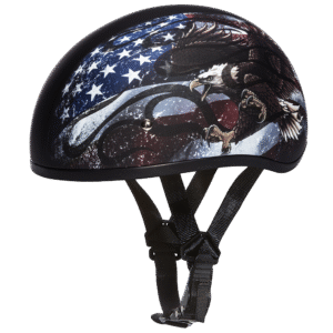 DOT Approved Daytona Motorcycle Half Face Helmet - Skull Cap Graphics for Men & Women, Scooters, ATVs, UTVs & Choppers - W/ USA