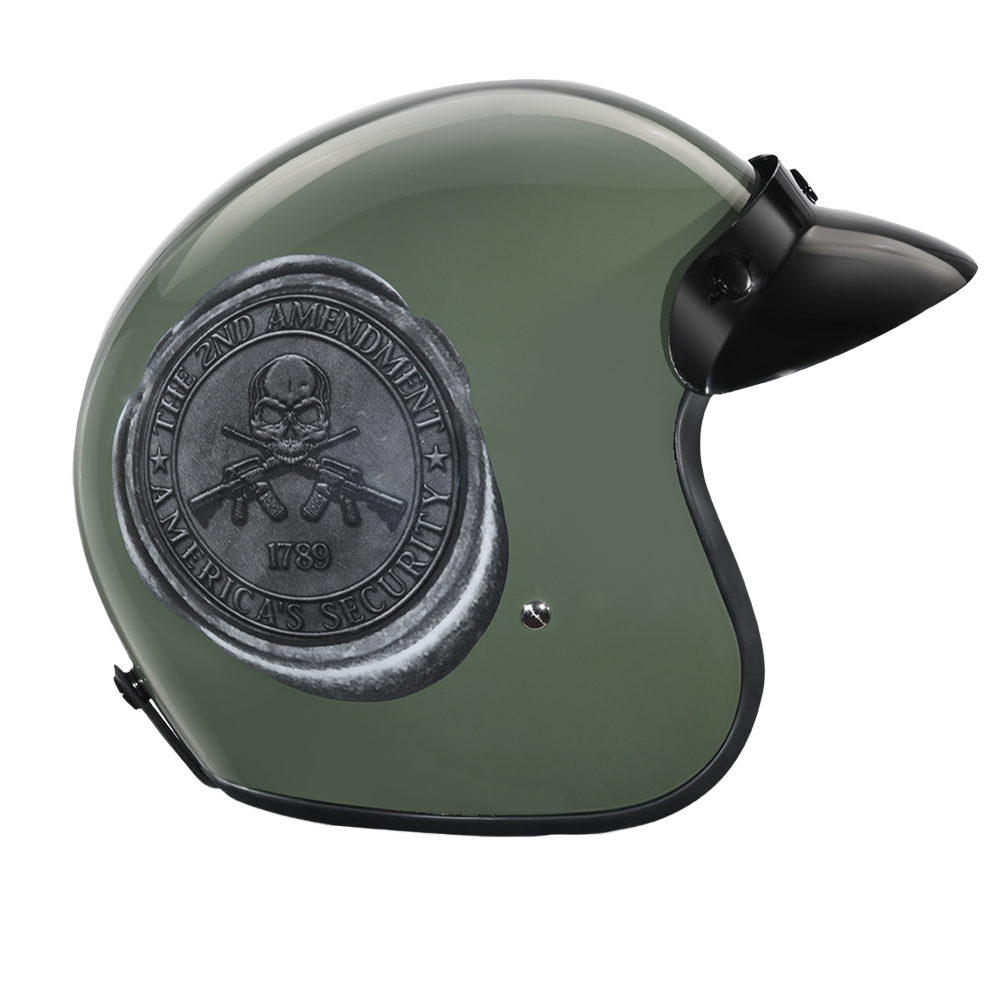 DOT Approved Daytona Cruiser Open Face Motorcycle Helmet - Men, Women & Youth - With Visor & Graphics - W/ 2nd Amendment Seal - Image 3
