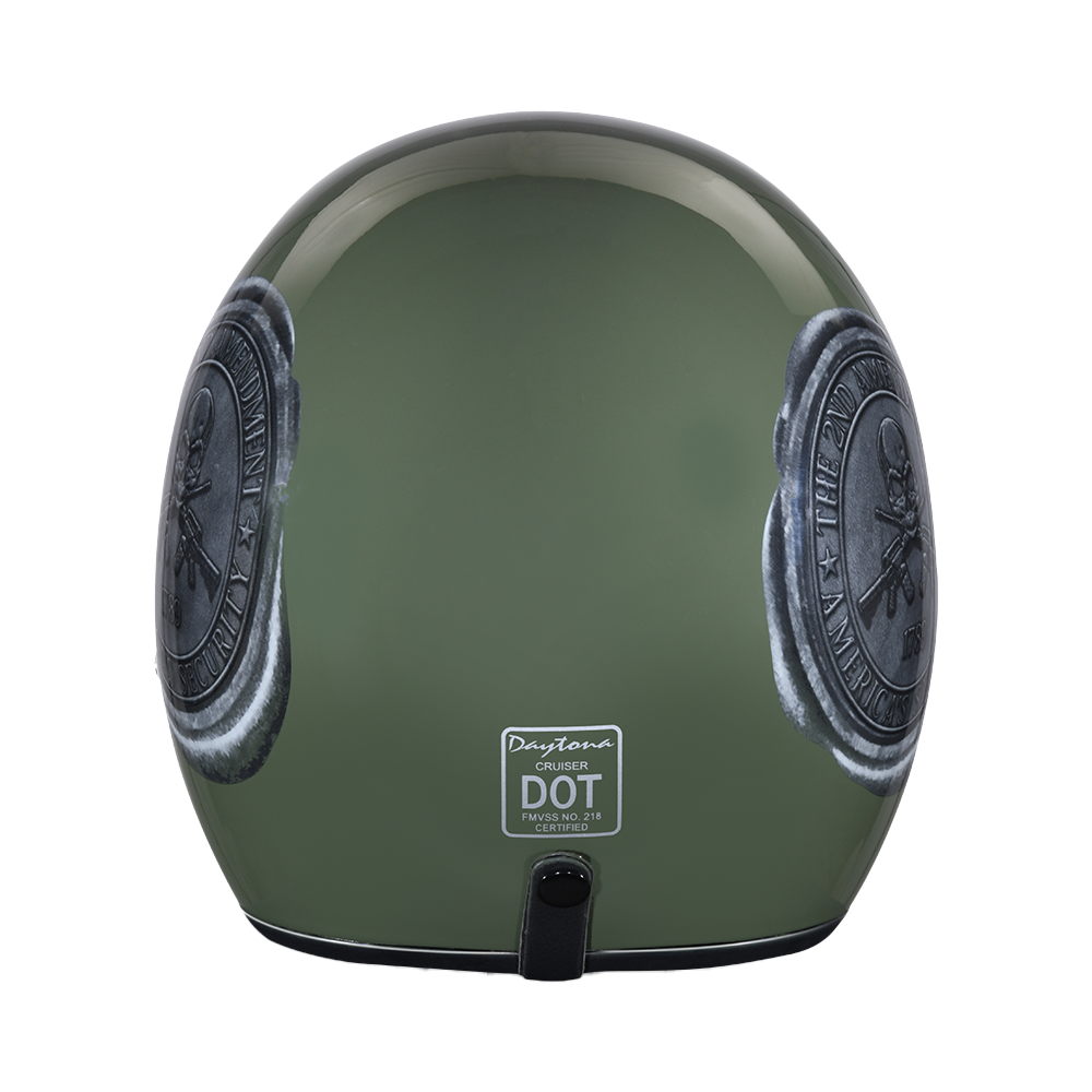 DOT Approved Daytona Cruiser Open Face Motorcycle Helmet - Men, Women & Youth - With Visor & Graphics - W/ 2nd Amendment Seal - Image 4