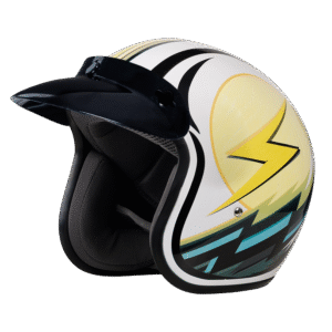 DOT Approved Daytona Cruiser Open Face Motorcycle Helmet - Men, Women & Youth - With Visor & Graphics - W/ Lightning