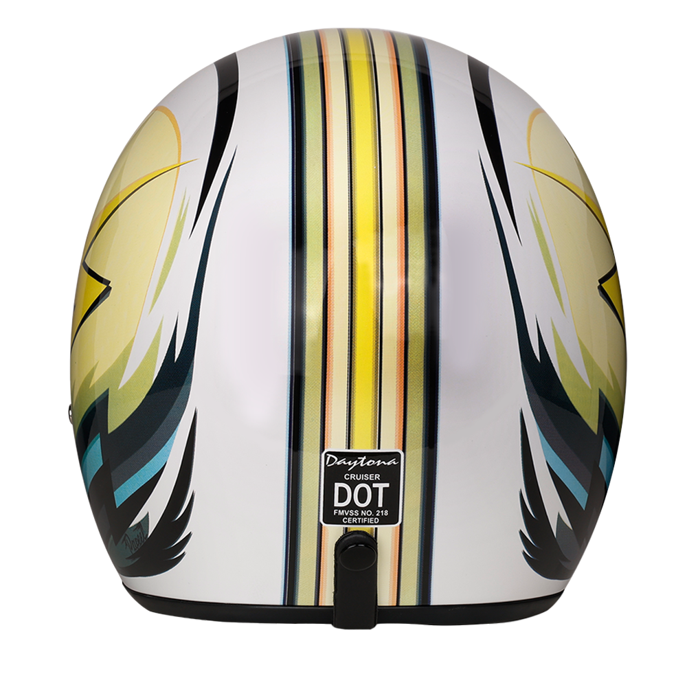 DOT Approved Daytona Cruiser Open Face Motorcycle Helmet - Men, Women & Youth - With Visor & Graphics - W/ Lightning - Image 4