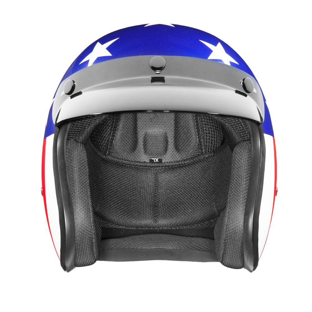 DOT Approved Daytona Cruiser Open Face Motorcycle Helmet - Men, Women & Youth - With Visor & Graphics - W/ Captain America - Image 2