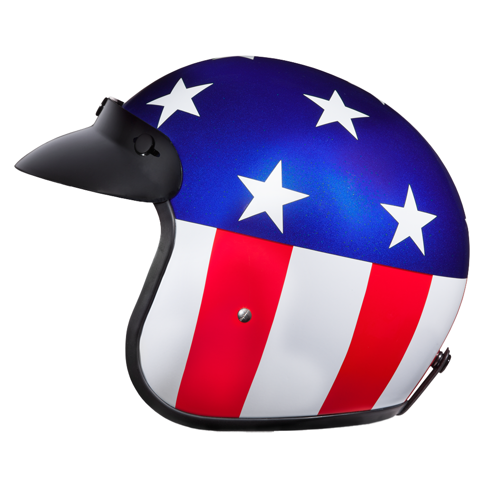 DOT Approved Daytona Cruiser Open Face Motorcycle Helmet - Men, Women & Youth - With Visor & Graphics - W/ Captain America - Image 5