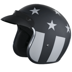 DOT Approved Daytona Cruiser Open Face Motorcycle Helmet - Men, Women & Youth - With Visor & Graphics - W/ Captain America Stealth