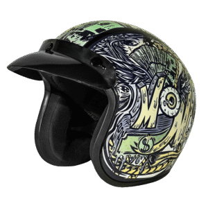 DOT Approved Daytona Cruiser Open Face Motorcycle Helmet - Men, Women & Youth - With Visor & Graphics - W/ Money