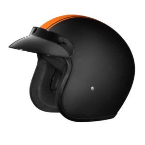 DOT Approved Daytona Cruiser Open Face Motorcycle Helmet - Men, Women & Youth - With Visor & Graphics - W/ Orange Pin Stripe