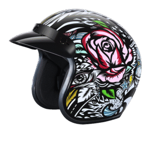 DOT Approved Daytona Cruiser Open Face Motorcycle Helmet - Men, Women & Youth - With Visor & Graphics - W/ Tribal