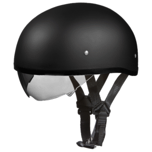 D.O.T. Daytona Skull Cap W/ Inner Shield- Dull Black