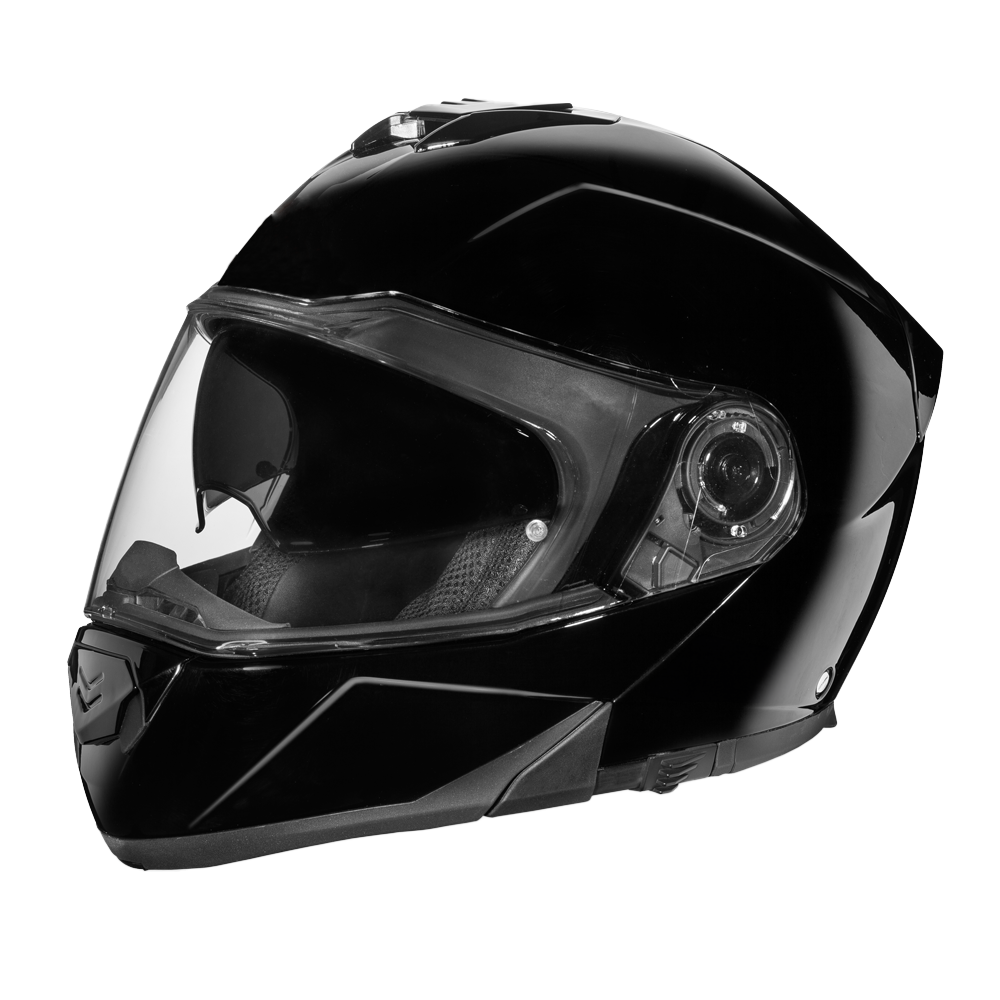 Daytona Glide Modular Motorcycle Helmet - DOT Approved, Bluetooth Ready, Dual Visor, Men/Women/Youth - Hi-Gloss Black - Image 2