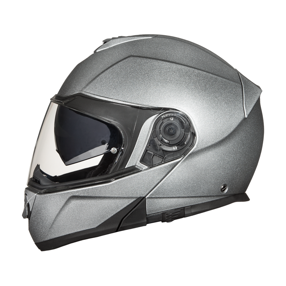 Daytona Glide Modular Motorcycle Helmet - DOT Approved, Bluetooth Ready, Dual Visor, Men/Women/Youth- Silver Metallic - Image 3