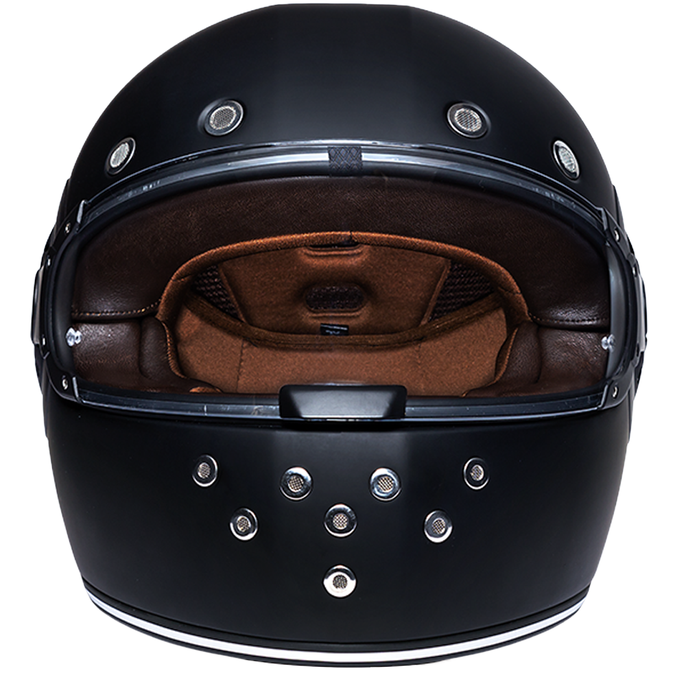 DOT Daytona Retro Full Face Motorcycle Helmet: Vintage Style for Men, Women, & Youth - Dull Black W/ Dull Black Accents - Image 5