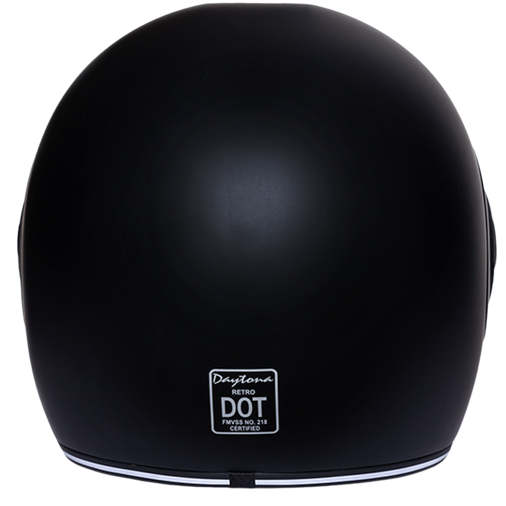 DOT Daytona Retro Full Face Motorcycle Helmet: Vintage Style for Men, Women, & Youth - Dull Black W/ Dull Black Accents - Image 3