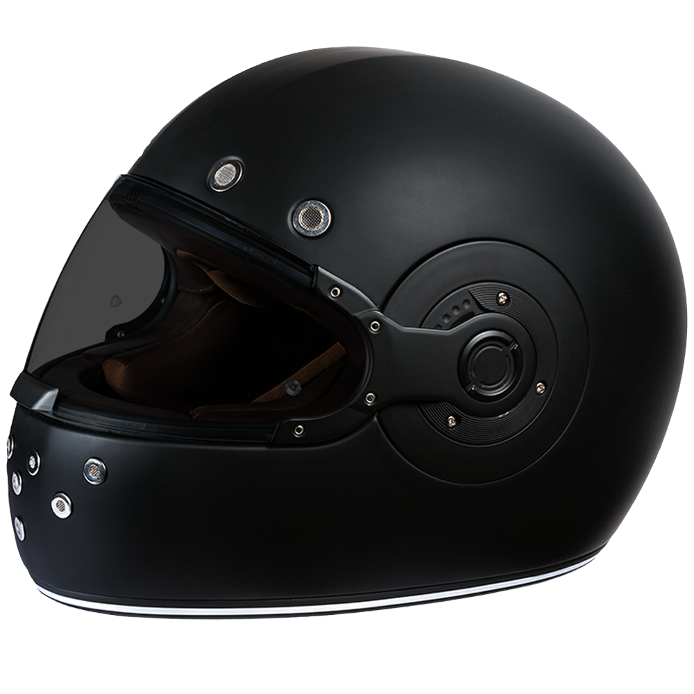 DOT Daytona Retro Full Face Motorcycle Helmet: Vintage Style for Men, Women, & Youth - Dull Black W/ Dull Black Accents - Image 7